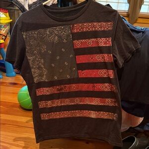 American Eagle bandanna flag print Tshirt